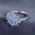 Exquisite 925 Sterling Silver Light Blue Spinel Flower Cocktail Ring (Size 6-8)