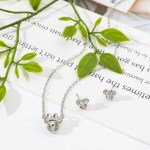 Exquisite Silver Plated Minnie Mouse Rhinestone Necklace/Earring Set