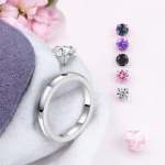 Quality Stainless Steel 5PC Interchangeable 1.5CT Zirconia Solitaire Ring (5-10)