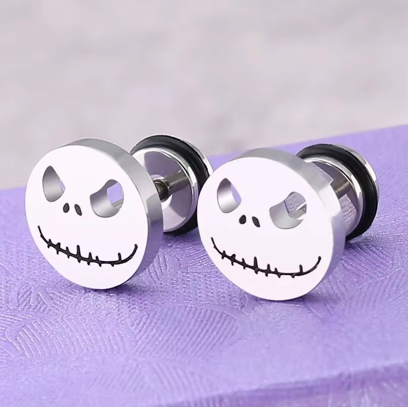 Creative Stainless Steel Halloween Skeleton Smile Stud Earrings - Image 4