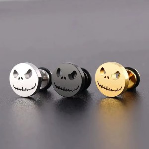 Creative Stainless Steel Halloween Skeleton Smile Stud Earrings