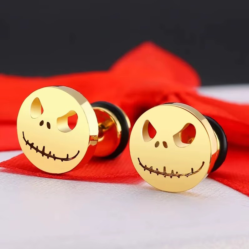 Creative Stainless Steel Halloween Skeleton Smile Stud Earrings - Image 5