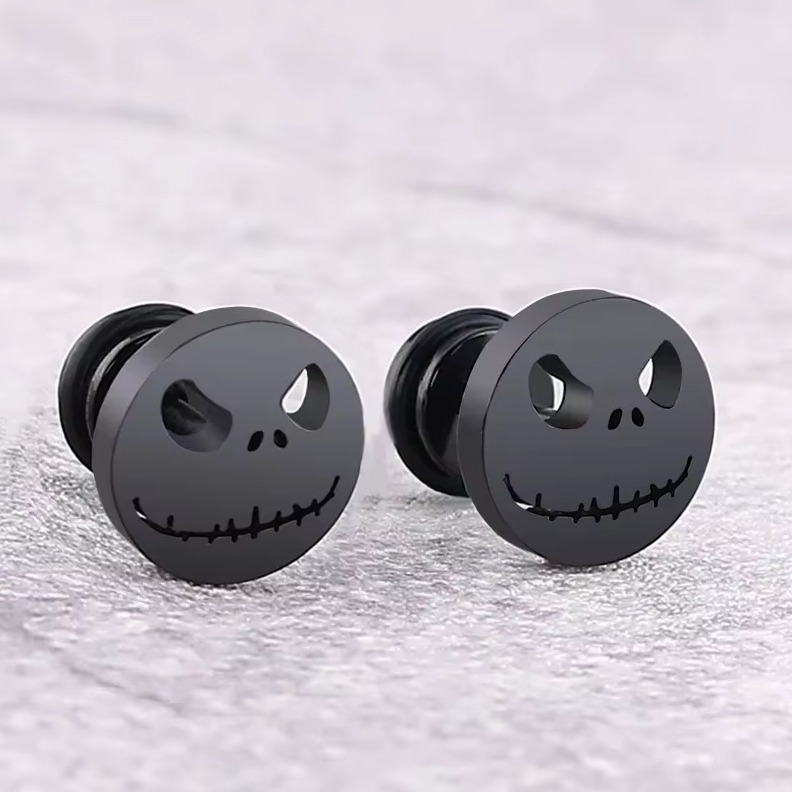 Creative Stainless Steel Halloween Skeleton Smile Stud Earrings - Image 3
