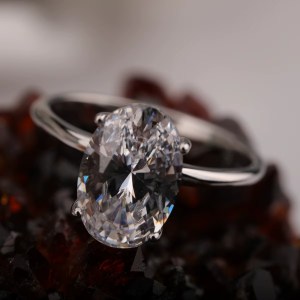 Exquisite 14K Stainless Steel A8 Sparkling Zirconia 3CT Oval Cut Ring (Size 5-9.5)