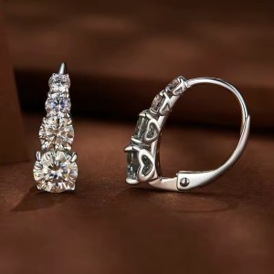 Platinum 925 Sterling Silver 1.9CT Moissanite Hoop Design Earrings
