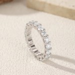 Luxury 925 Sterling Silver 3-4MM Round Cut Full Moissanite Eternity Band (Size 4-11)
