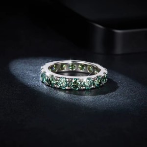 Luxury 18K 925 Sterling Silver 4MM Round Cut Full Moissanite Eternity Band (Size 5-11)