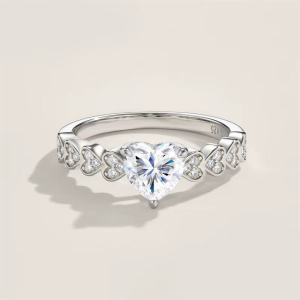 Exquisite 18K 925 Sterling Silver 1CT Heart Cut Full Moissanite Design Ring (Size 5-9)