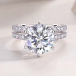Genuine 925 Sterling Silver 5.75CT Full Moissanite Eternity Ring Set (Size 5-9)