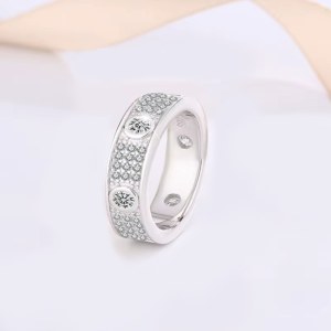 Luxury 925 Sterling Silver 4MM Full Moissanite Lover's Design Ring (Size 5-9)