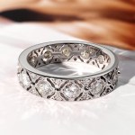 Exquisite 18K 925 Sterling Silver 5.5MM XOXO Full Moissanite Eternity Band (Size 5-9)