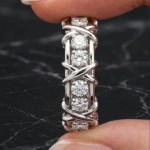 Luxury 18K 925 Sterling Silver 5.5MM Full Moissanite X-Style Band (Size 5-10)