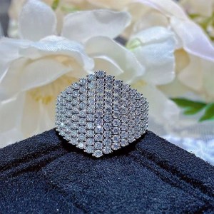 18K 925 Sterling Silver Full Moissanite Dazzling Luxury Ring (Size 6-10)