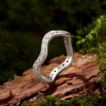 18K 925 Sterling Silver Full Moissanite Stackable Wave Ring (Size 6-8)