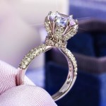 Exquisite 14K 925 Sterling Silver 5CT Moissanite Halo Crown Ring (Size 5-9)
