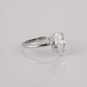 Exquisite 14K Stainless Steel A8 Dazzling Zirconia 3CT Pear Cut Ring (Size 5-10)