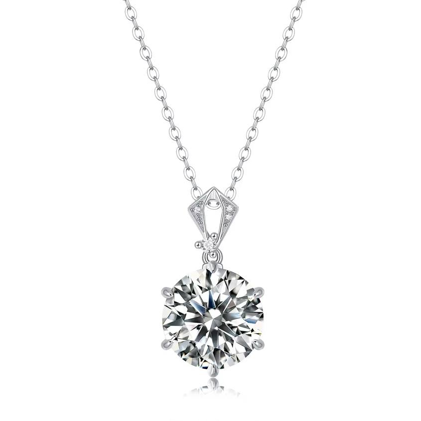 Exquisite Rhodium 925 Sterling Silver 10*CT Moissanite Pendant Necklace (45cm) - Image 4