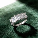 Elegant 18K 925 Sterling Silver 4CT Emerald Cut Full Moissanite Ring (Size 5-9)