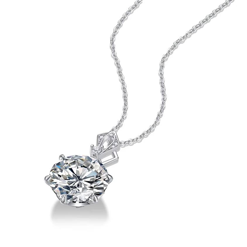 Exquisite Rhodium 925 Sterling Silver 10*CT Moissanite Pendant Necklace (45cm) - Image 3