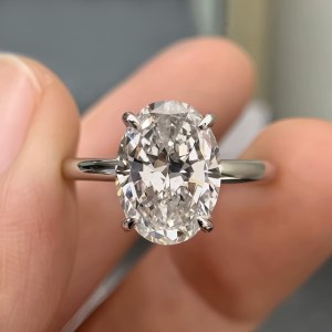 Elegant 18K 925 Sterling Silver 3CT Oval Cut Moissanite Solitaire Ring (5.25-9)