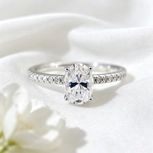 Luxury 18K 925 Sterling Silver 3CT Oval Cut Dazzling Moissanite Ring (Size 5-9)