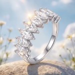 Elegant 18K 925 Sterling Silver 3CT Marquise Cut Full Moissanite Ring (Size 6-8)